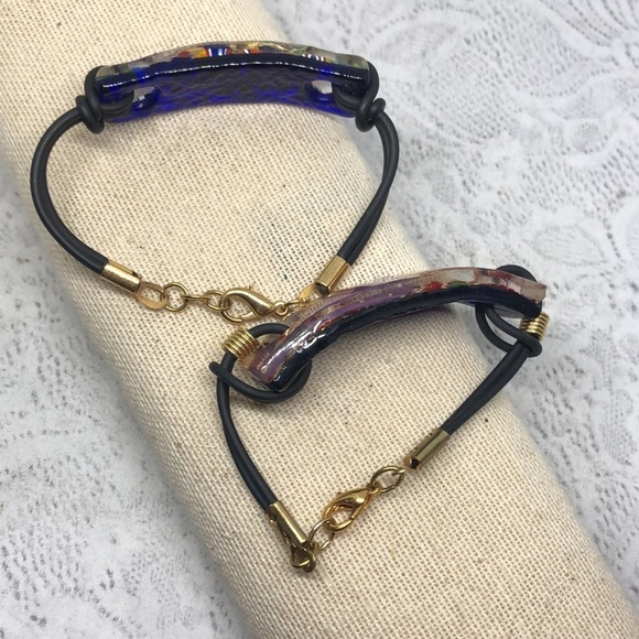 Artisan murano style art glass boho festival bracelets small wrists. - Picture 4 of 4